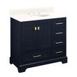 36" Quen Vanity With Undermount Sink - Midnight Navy Blue - Arctic White Quartz Widespread, , large image number 0