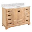 48" Quen Vanity With Undermount Sink - Driftwood Brown - Carrara Marble Widespread, , large image number 1