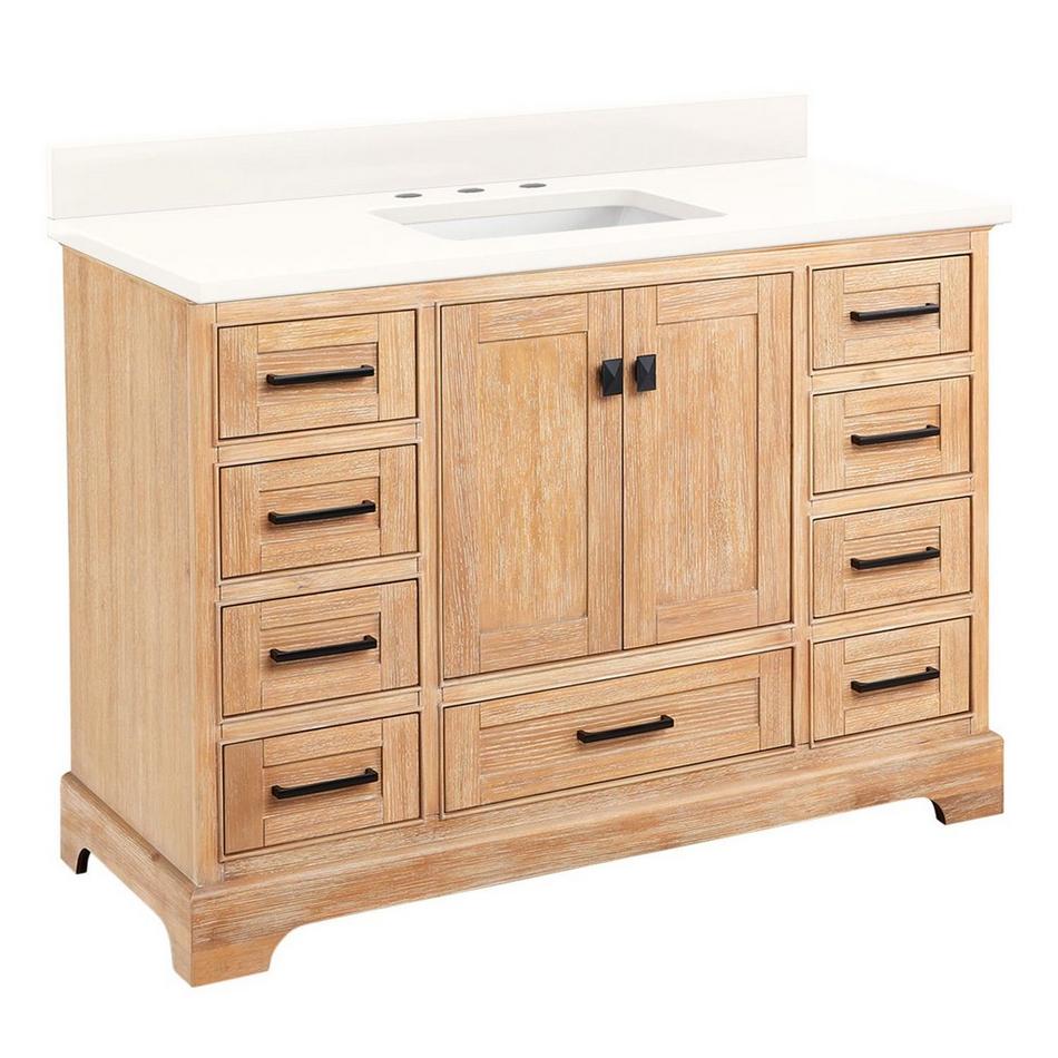 48" Quen Vanity With Rectangular Undermount Sink - Driftwood Brown - Arctic White Quartz Widespread, , large image number 0