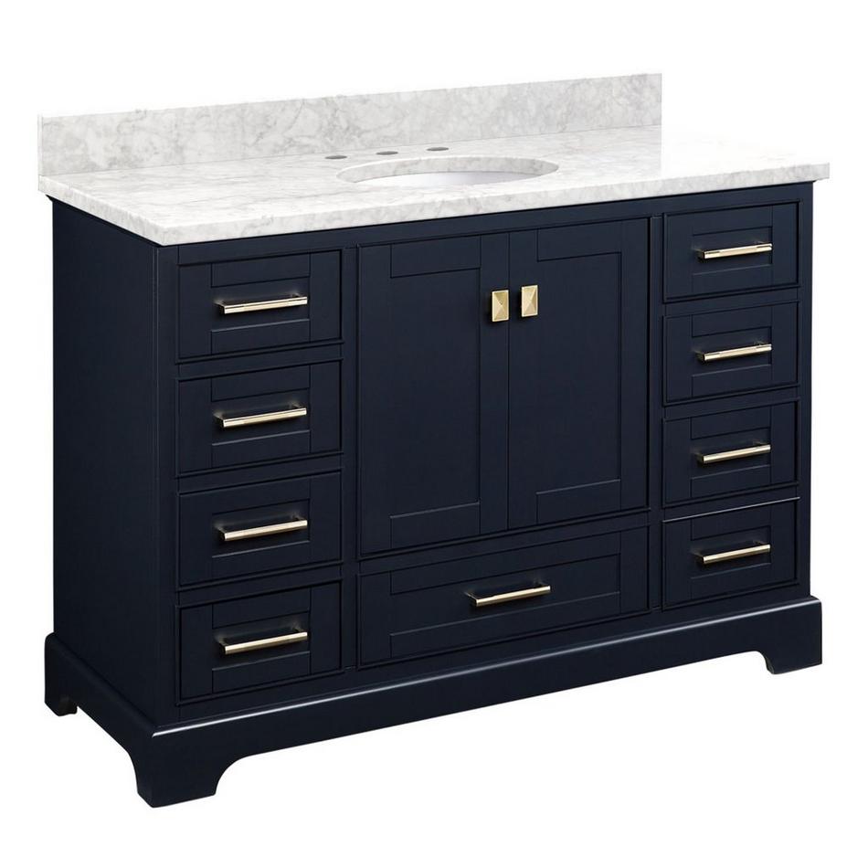 48" Quen Vanity With Undermount Sink - Midnight Navy Blue - Carrara Marble Widespread, , large image number 1