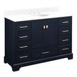 48" Quen Vanity With Undermount Sink - Midnight Navy Blue - Feathered White Quartz Widespread, , large image number 0