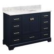 48" Quen Vanity With Rectangular Undermount Sink - Midnight Navy Blue - Carrara Marble Widespread, , large image number 1