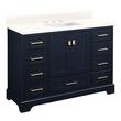 48" Quen Vanity With Rect Undermount Sink - Midnight Navy Blue - Arctic White Quartz Widespread, , large image number 0