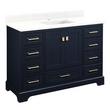 48" Quen Vanity With Rect Undermount Sink - Midnight Navy Blue - Feathered White Quartz Single Hole, , large image number 0