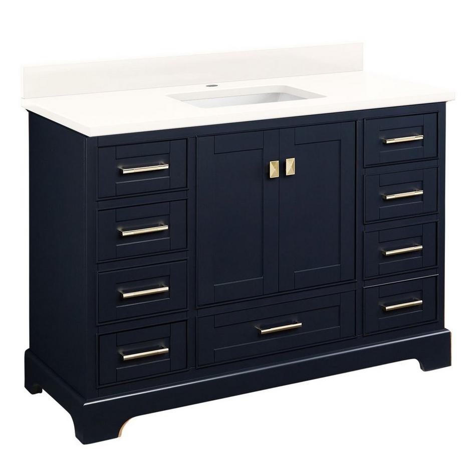 48" Quen Vanity With Rect Undermount Sink - Midnight Navy Blue - Arctic White Quartz Single Hole, , large image number 0