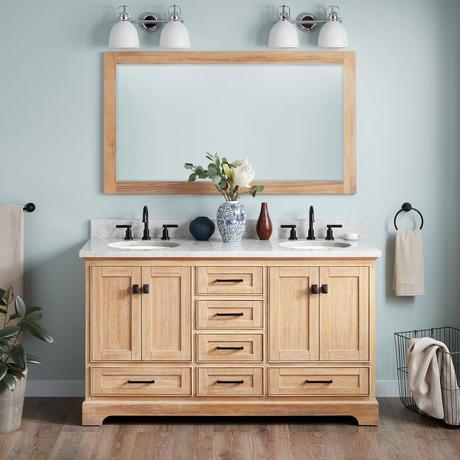 60" Quen Double Vanity With Undermount Sinks - Driftwood Brown