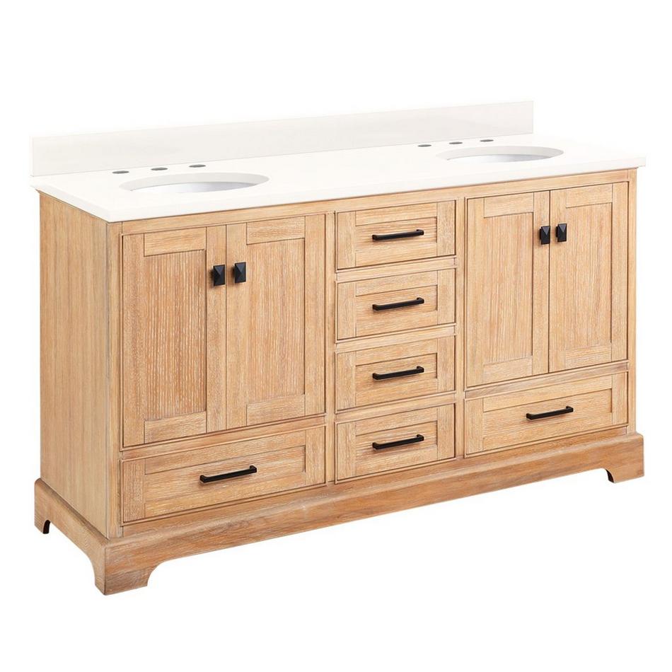 60" Quen Double Vanity With Undermount Sinks - Driftwood Brown - Arctic White Quartz Widespread, , large image number 0