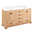 60" Quen Double Vanity With Undermount Sinks - Driftwood Brown - Feathered White Quartz Widespread, , large image number 0