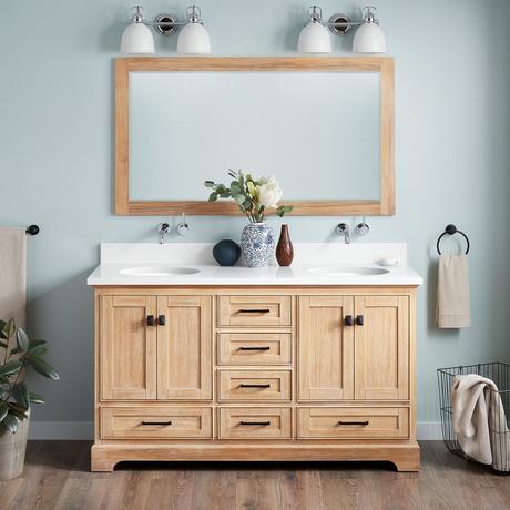 60" Quen Double Vanity With Undermount Sinks - Driftwood Brown