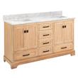 60" Quen Double Vanity With Rectangular Undermount Sinks -Driftwood Brown-Carrara Marble Single Hole, , large image number 1