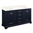 60" Quen Double Vanity With Undermount Sinks - Midnight Navy Blue - Arctic White Quartz Widespread, , large image number 0