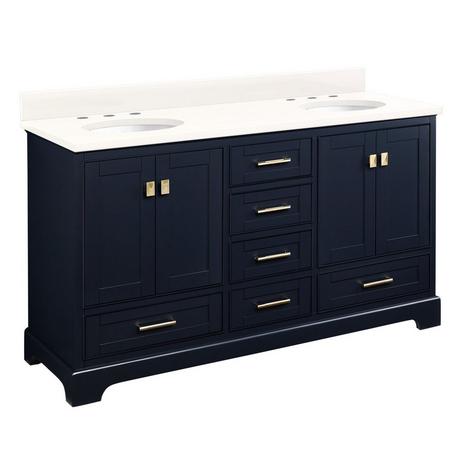60" Quen Double Vanity With Undermount Sinks - Midnight Navy Blue