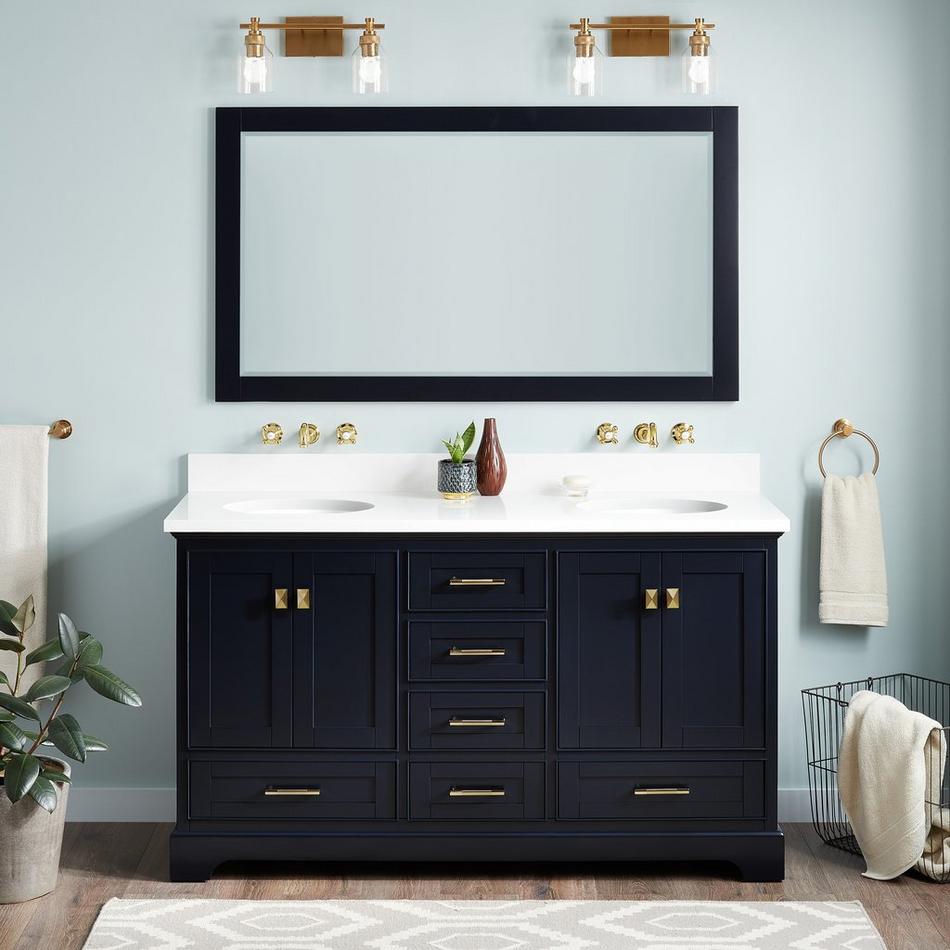 60" Quen Double Vanity With Undermount Sinks - Midnight Navy Blue, , large image number 1