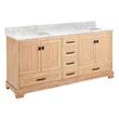 72" Quen Double Vanity With Rectangular Undermount Sinks - Driftwood Brown-Carrara Marble Widespread, , large image number 1