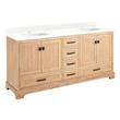 72" Quen Double Vanity With Rect Undermount Sinks-Driftwood Brown-Feathered White Quartz Single Hole, , large image number 0