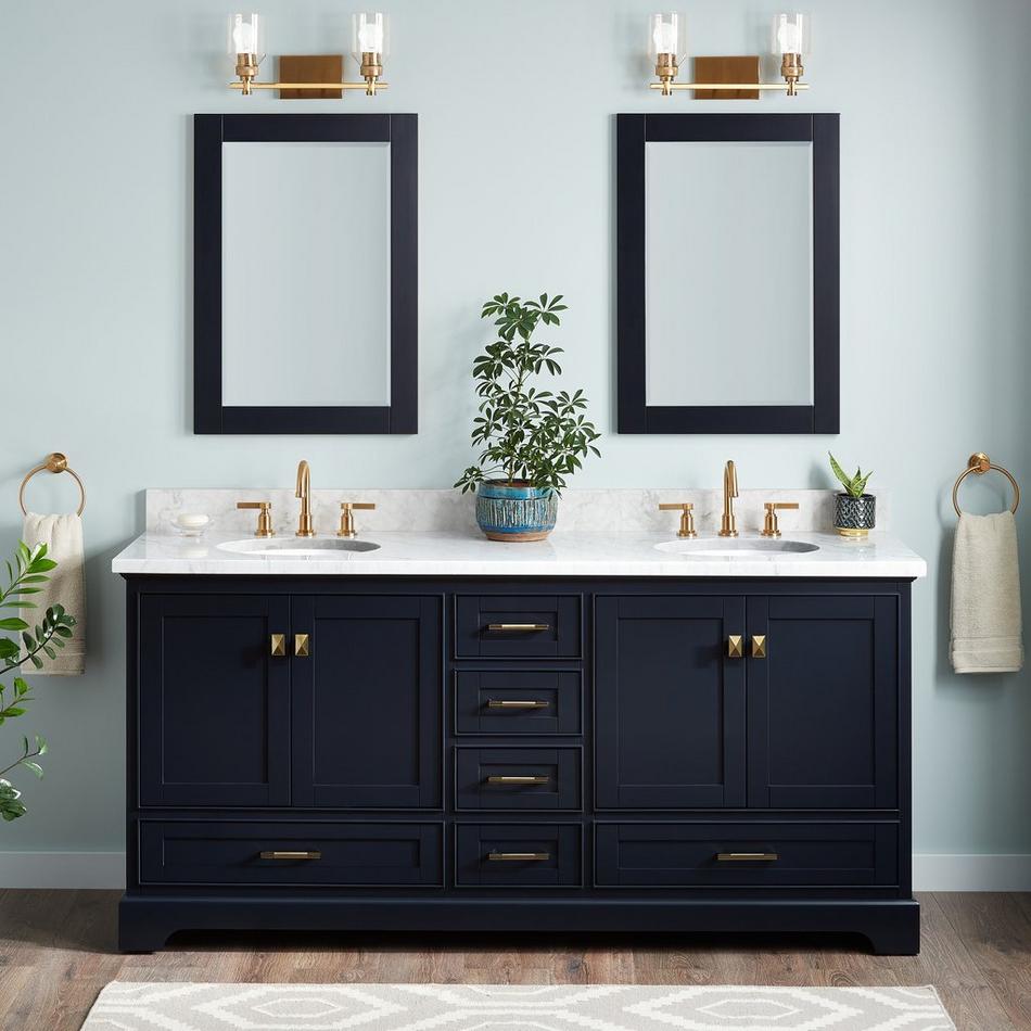 72" Quen Double Vanity With Undermount Sinks - Midnight Navy Blue, , large image number 0