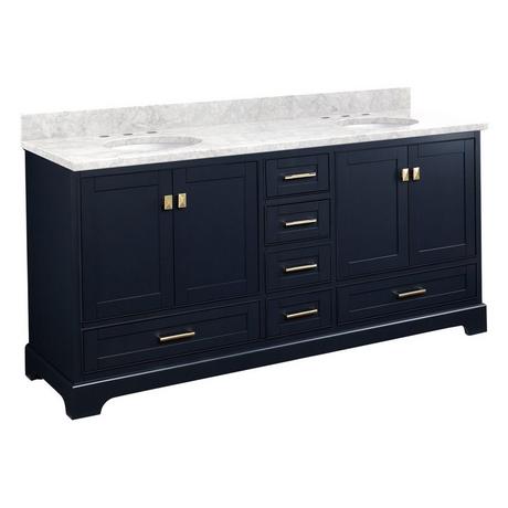 72" Quen Double Vanity With Undermount Sinks - Midnight Navy Blue