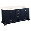 72" Quen Double Vanity With Undermount Sinks - Midnight Navy Blue - Arctic White Quartz Widespread, , large image number 0