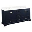 72" Quen Double Vanity With Undermount Sinks - Midnight Navy Blue -Feathered White Quartz Widespread, , large image number 0