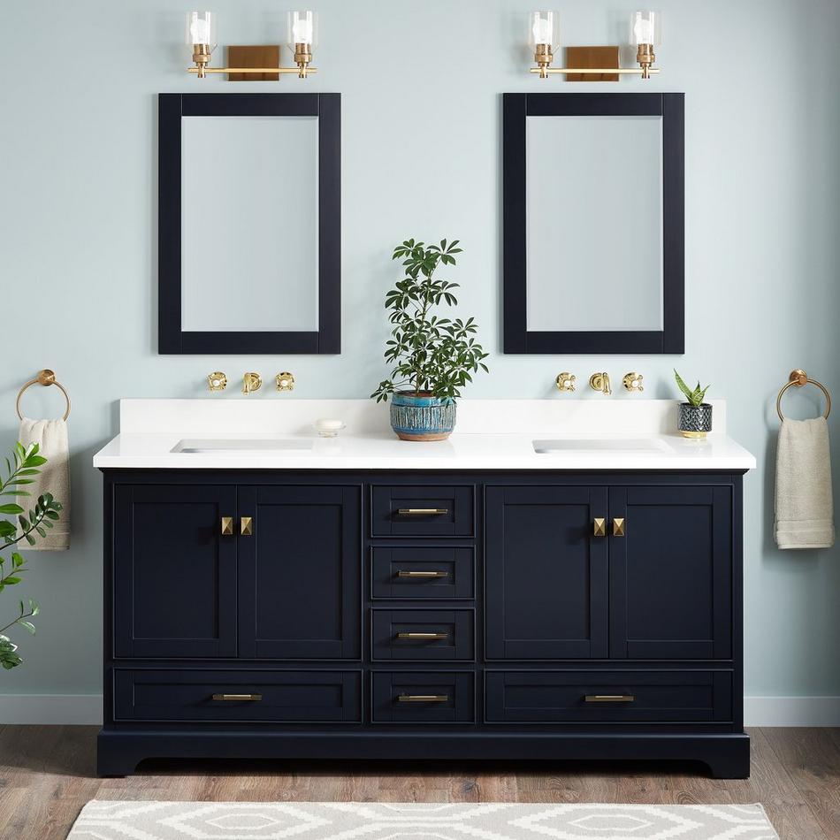 72" Quen Double Vanity With Rectangular Undermount Sinks - Midnight Navy Blue, , large image number 1