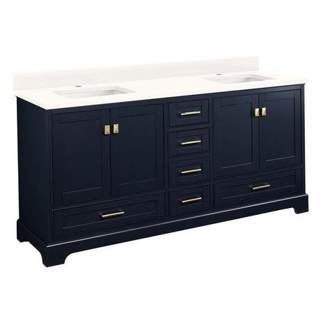 72" Quen Double Vanity With Rectangular Undermount Sinks - Midnight Navy Blue