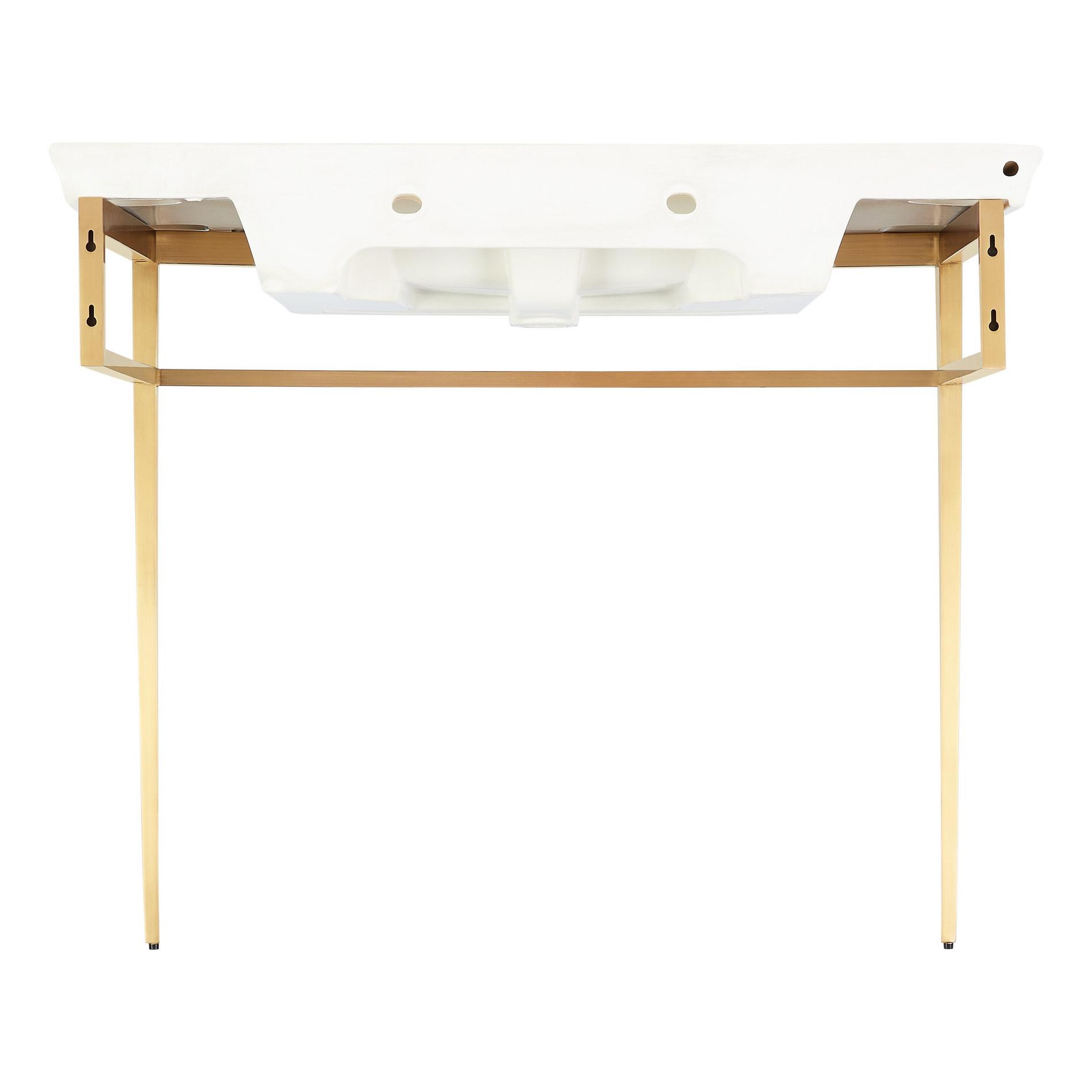 Olney Porcelain Console Sink with Metal Stand Brushed Gold