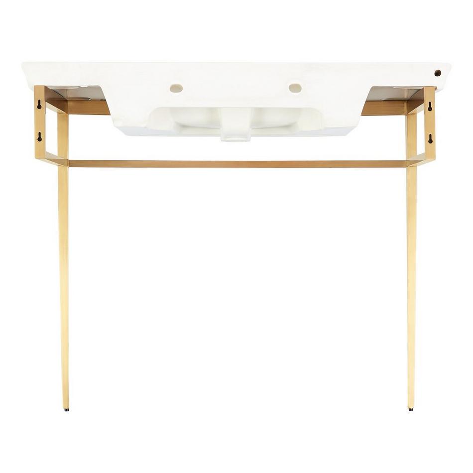 Olney Porcelain Console Sink with Metal Stand - Brushed Gold, , large image number 3