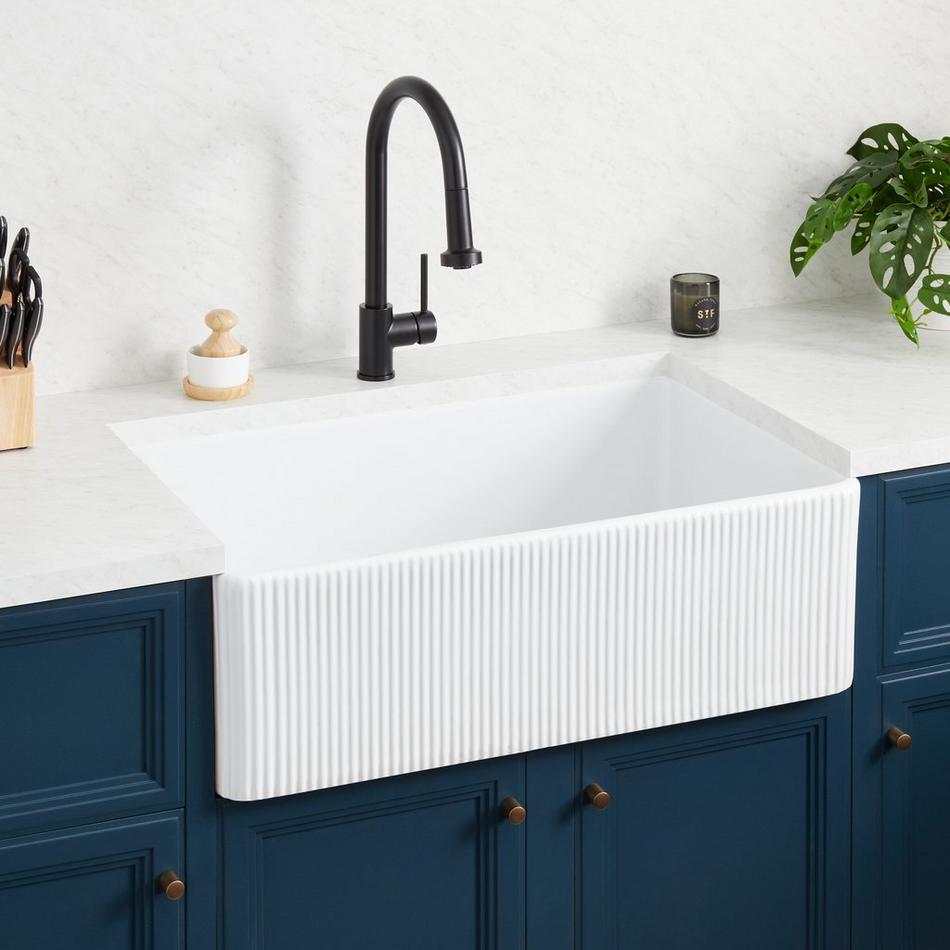 33" Easley Fireclay Farmhouse Sink - Glossy White, , large image number 0