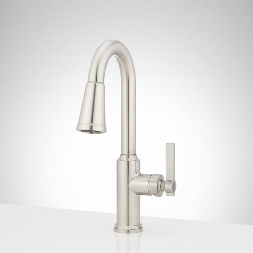 Greyfield Single-Hole Pull-Down Bar Faucet in Stainless Steel