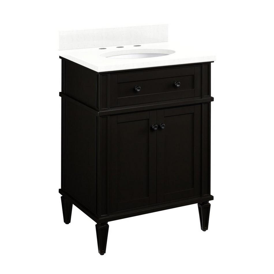 24" Elmdale Vanity with Undermount Sink - Charcoal Black - Feathered White Quartz Widespread, , large image number 0