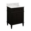 24" Elmdale Vanity with Rectangular Undermount Sink - Charcoal Black - Carrara No Faucet Holes, , large image number 0
