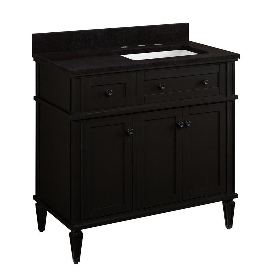 36" Elmdale Vanity for Right Offset Rect Undmnt Sink - Charcoal Black - Absolute Blk 8" - White, , large image number 0