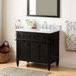 36" Elmdale Vanity for Right Offset Rect Undmnt Sink - Charcoal Black - Carrara 8" - White Sink, , large image number 0