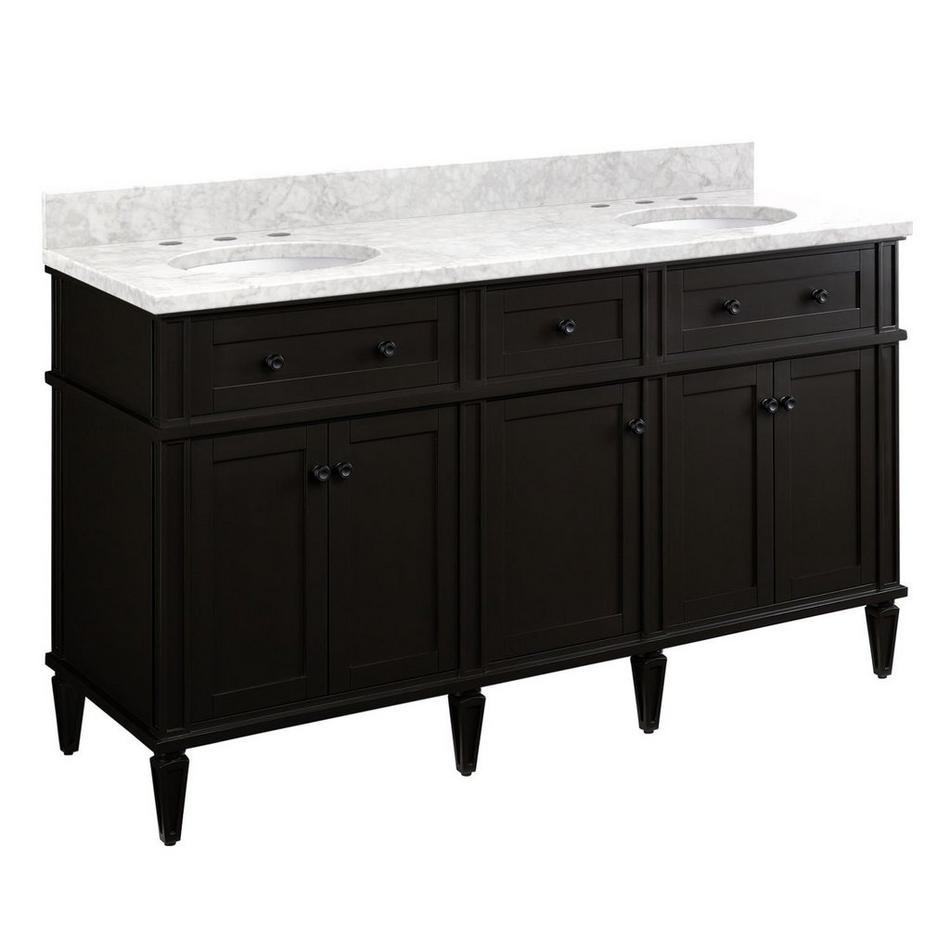 60" Elmdale Double Vanity with Undermount Sinks - Charcoal Black - Carrara Marble Widespread, , large image number 1