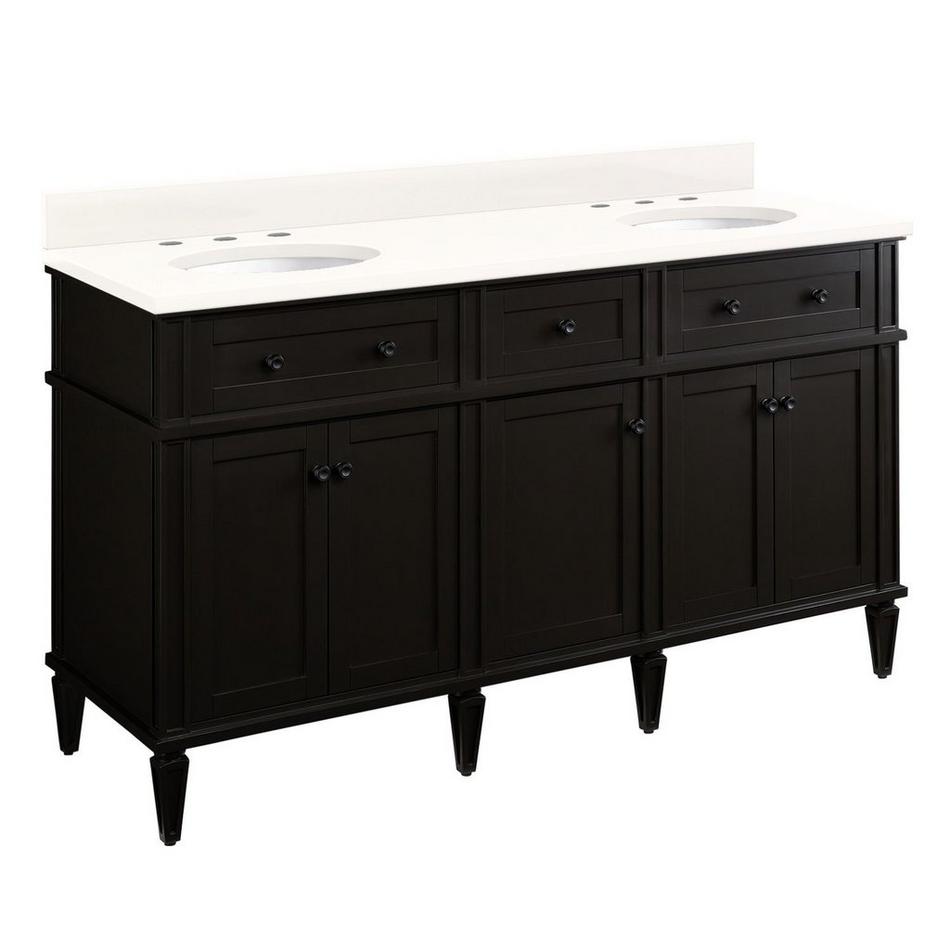 60" Elmdale Double Vanity with Undermount Sinks - Charcoal Black - Arctic White Quartz Widespread, , large image number 0