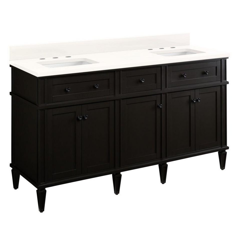 60" Elmdale Double Vanity with Rectangular Undermount Sinks - Charcoal Black - Arctic White 8", , large image number 0