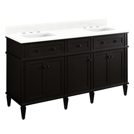 60" Elmdale Double Vanity with Rectangular Undermount Sinks - Charcoal Black