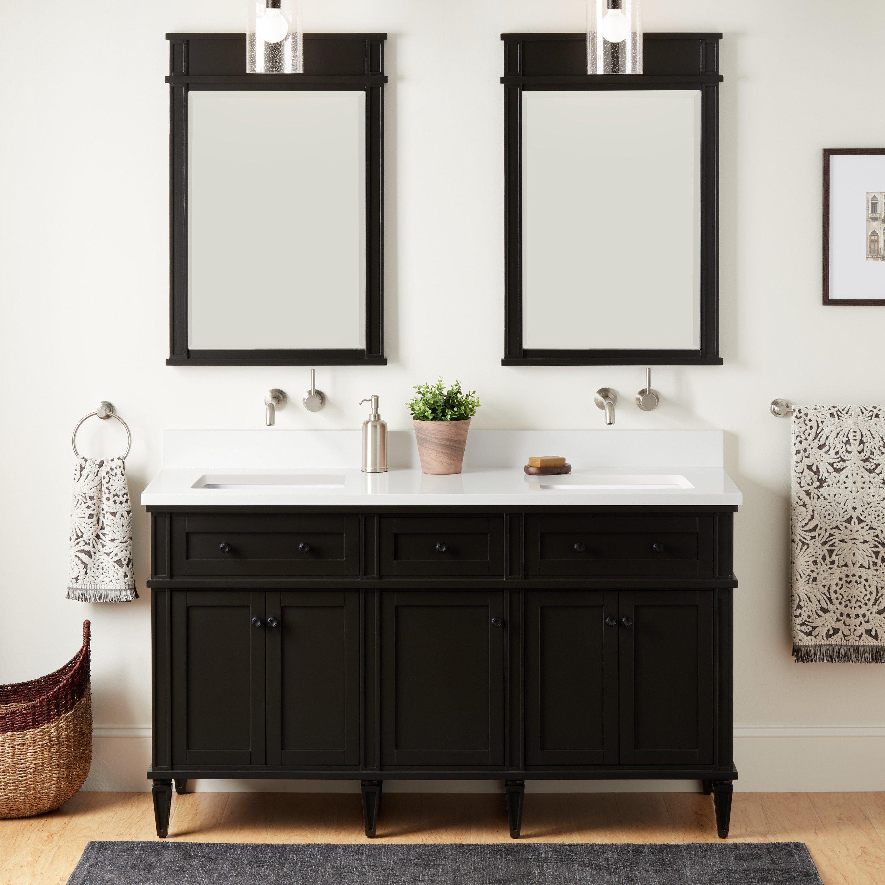 Aria 60 Double Sink Bathroom Vanity with Carrara Marble Top –  KitchenBathCollection