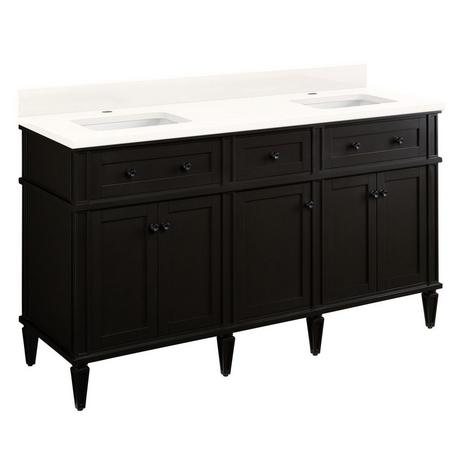 60" Elmdale Double Vanity with Rectangular Undermount Sinks - Charcoal Black