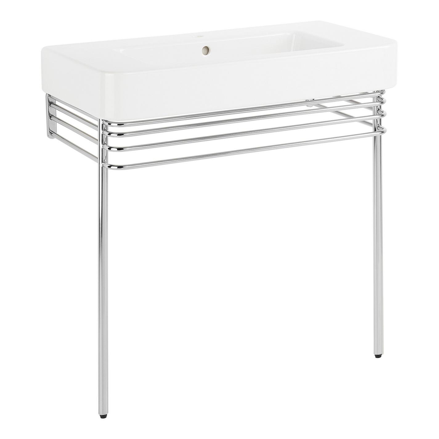 34" Burleson Porcelain Console Sink With Brass Stand Signature Hardware