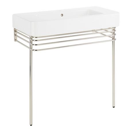 34" Burleson Porcelain Console Sink With Brass Stand