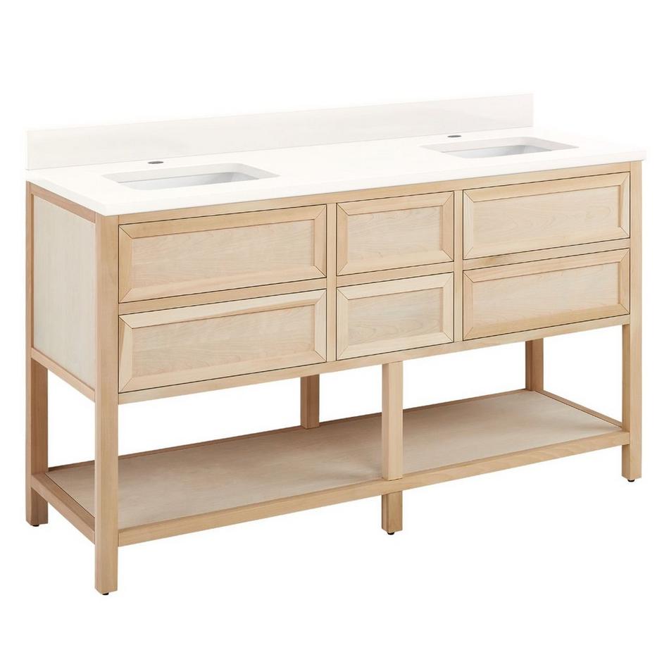 60" Robertson Vanity with Rectangular Undermount Sinks - Unfinished - Arctic White Single Hole, , large image number 0