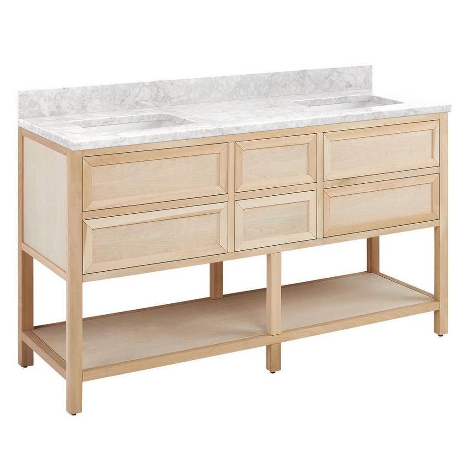 60" Robertson Vanity with Rectangular Undermount Sinks - Unfinished - Carrara Marble No Faucet Holes, , large image number 0