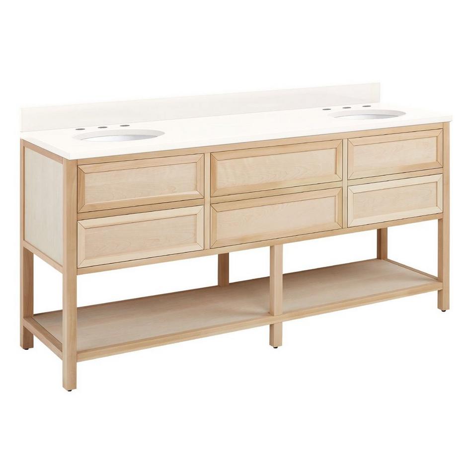 72" Robertson Console Vanity with Undermount Sinks - Unfinished - Arctic White Quartz Widespread, , large image number 0