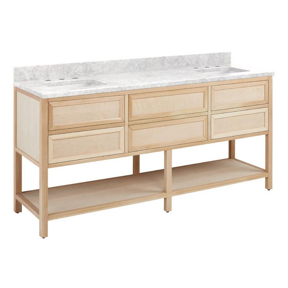 72" Robertson Vanity with Rectangular Undermount Sinks - Unfinished - Carrara Marble Widespread, , large image number 0