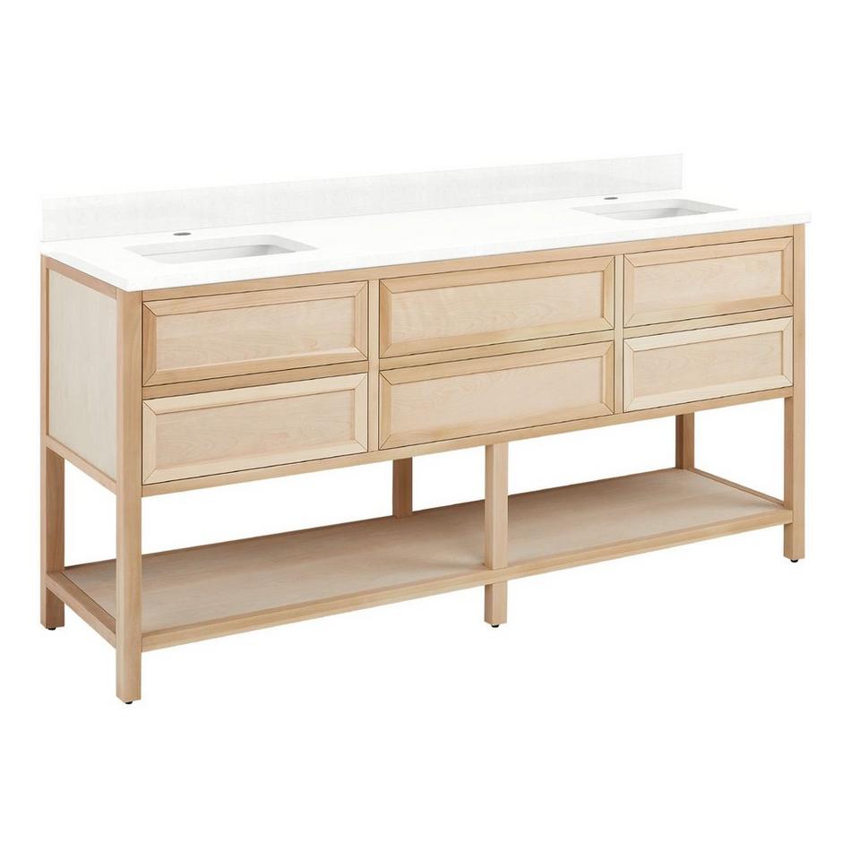 72" Robertson Vanity with Rectangular Undermount Sinks - Unfinished - Feathered White Single Hole, , large image number 0