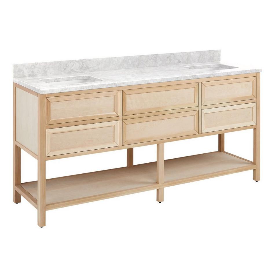 72" Robertson Vanity with Rectangular Undermount Sinks - Unfinished - Carrara Marble No Faucet Holes, , large image number 0