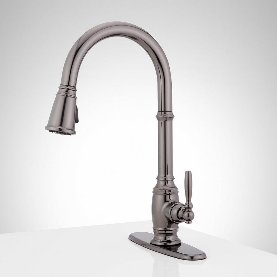 Finnian Pull-Down Kitchen Faucet with Deck Plate - Gunmetal, , large image number 1