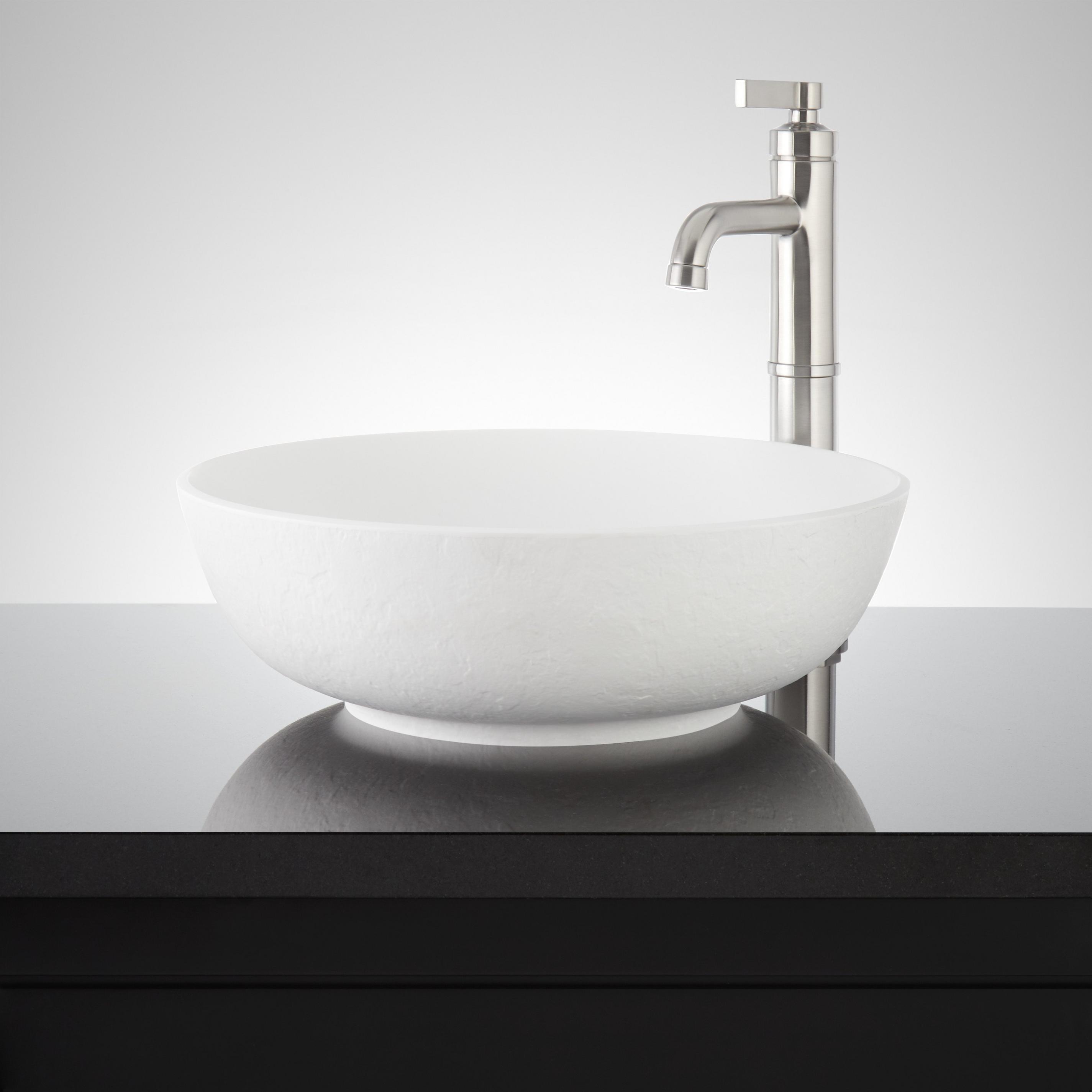Elkshire Textured Solid Surface Vessel Sink Matte White Signature