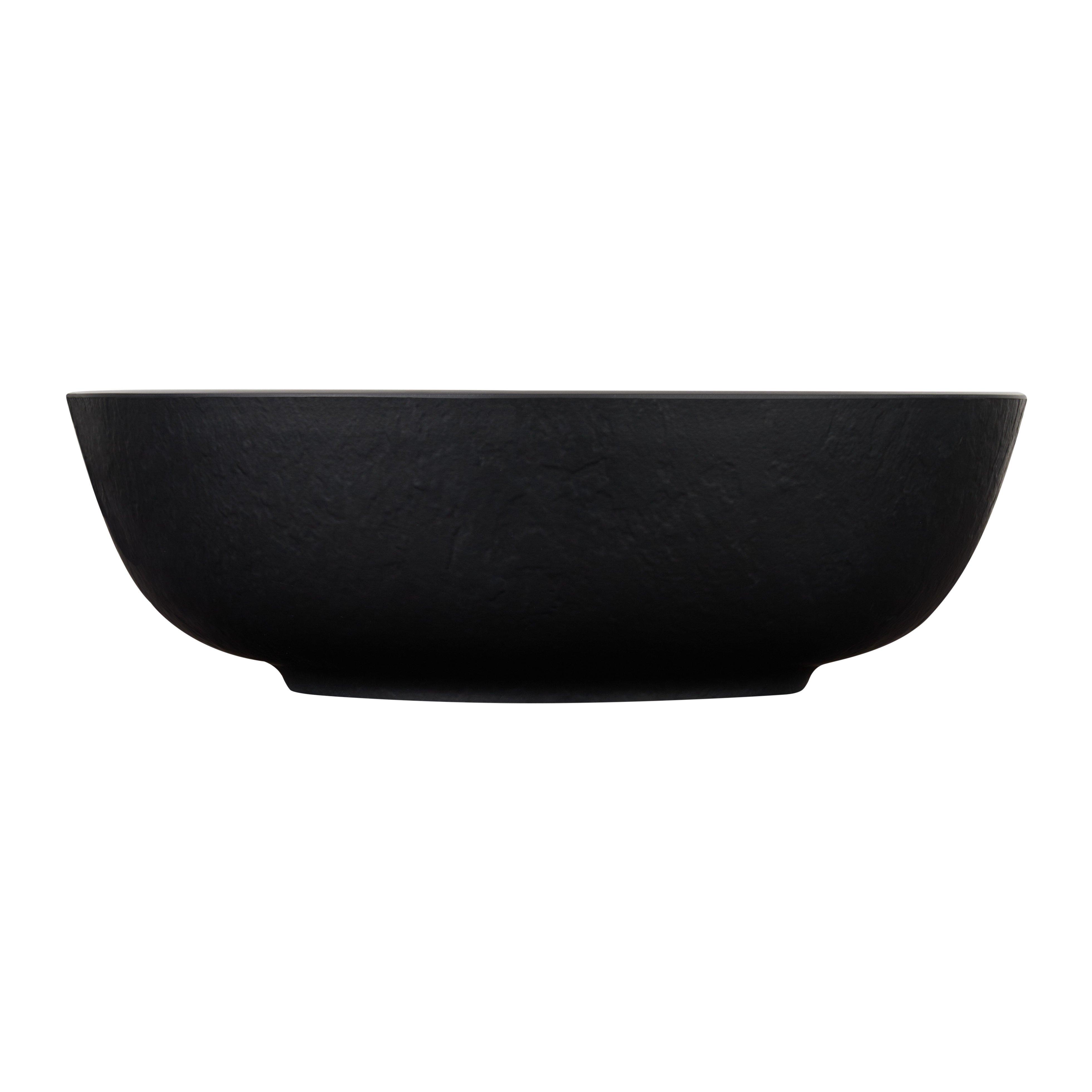 Elkshire Textured Solid Surface Vessel Sink - Matte Black Exterior